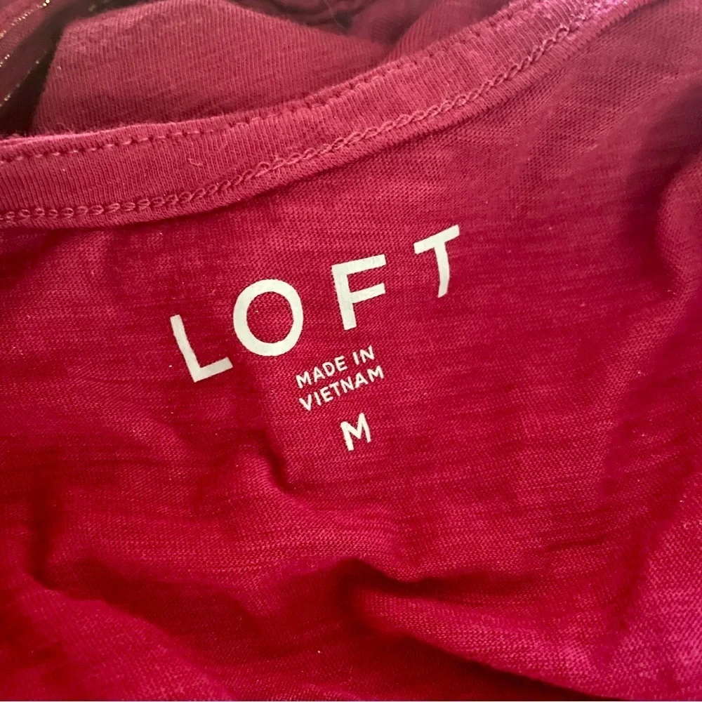 LOFT Shimmer Tie Back Mixed Media Top Medium